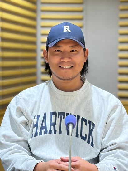 今永昇太マイク前